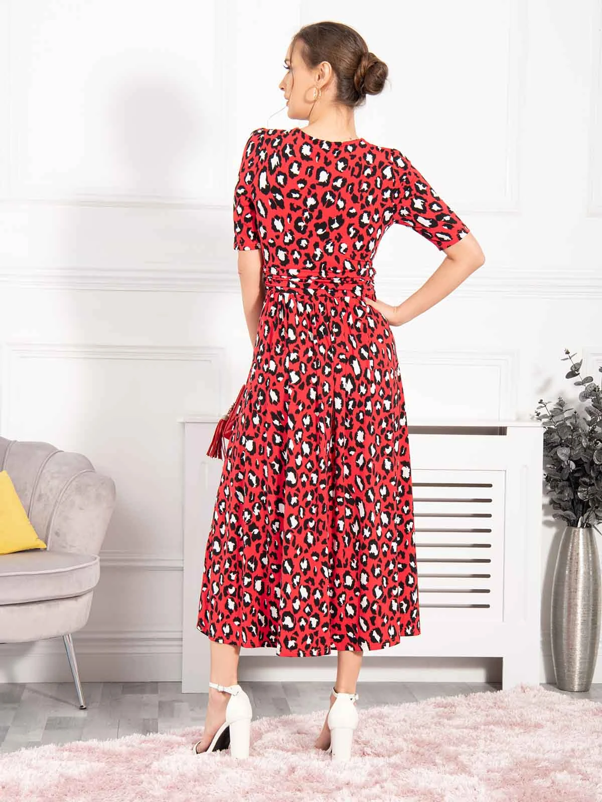 Jolie Moi Josie Animal Print Dress, Red 2 Jolie Moi Josie Animal Print Dress, Red - Image 2