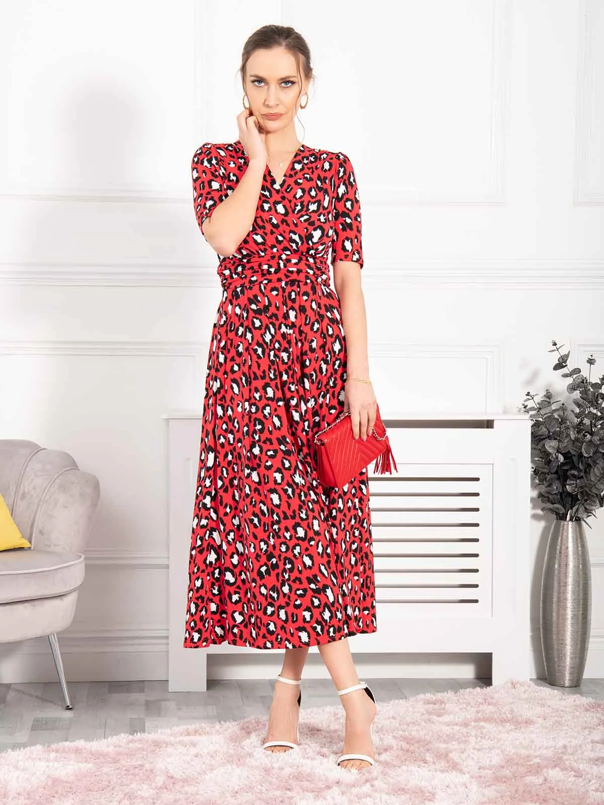 Jolie Moi Josie Animal Print Dress, Red 3 Jolie Moi Josie Animal Print Dress, Red - Image 3