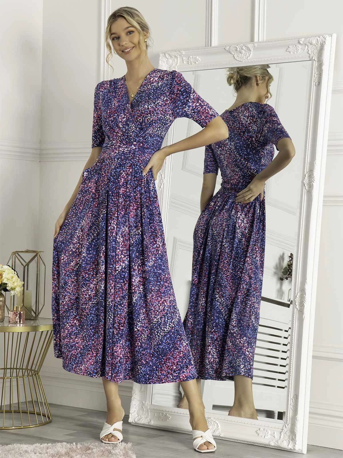 Josie Animal Print Maxi Dress, Blue Multi 3 Josie Animal Print Maxi Dress, Blue Multi - Image 3