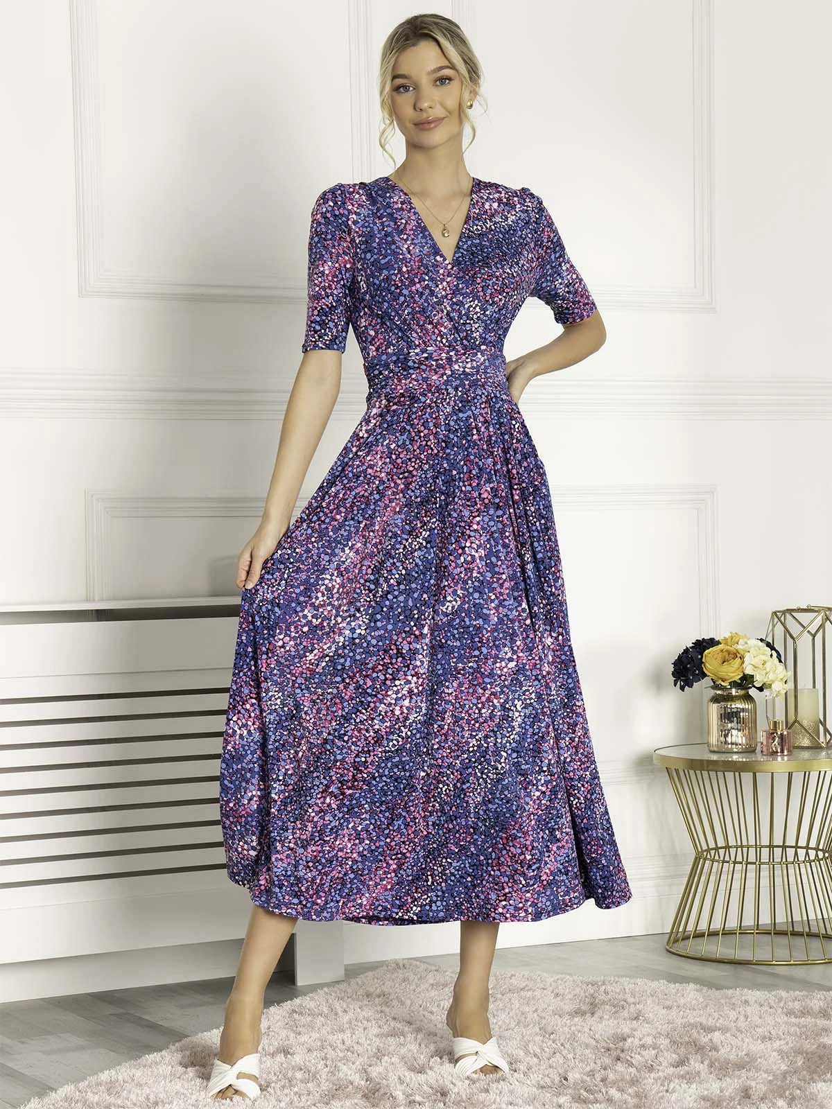 Josie Animal Print Maxi Dress, Blue Multi 4 Josie Animal Print Maxi Dress, Blue Multi - Image 4