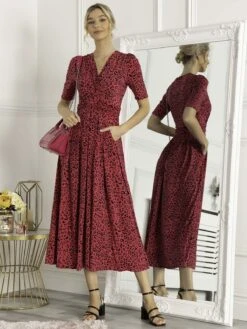 Josie Animal Print Maxi Dress, Cerise