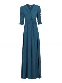 Twist Knot Front Maxi Dress, Dark Teal -DORIA Clothing Shop Twist Front Side Slit Maxi Dress 161 2darkteal 4 02953 186775de 1c6c 4c10 a8e5 f47ac285a7f5