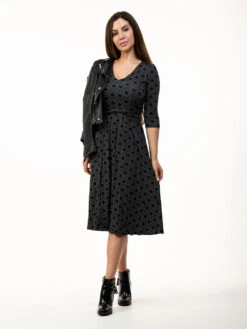 Valeria Viscose Midi Dress, Black Geo -DORIA Clothing Shop V 322BlackGeo 4