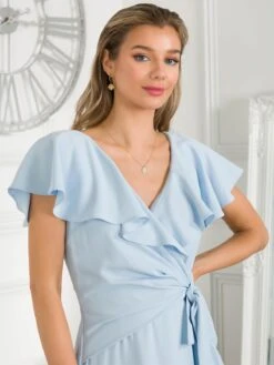 Vella Frill Wrap Maxi Dress, Baby Blue 10 Vella Frill Wrap Maxi Dress, Baby Blue -DORIA Clothing Shop VE 7273 BabyBlue 7