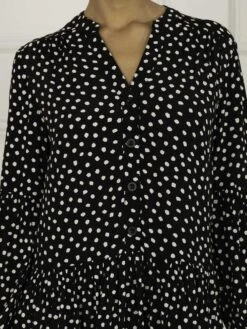 Penele Printed Viscose Shirt Dress, Black Geo -DORIA Clothing Shop VS 2101 BlackGeo 5