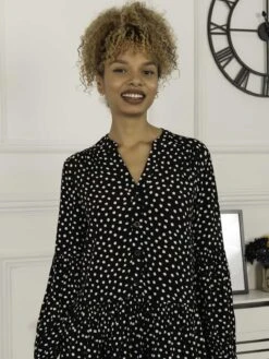 Penele Printed Viscose Shirt Dress, Black Geo -DORIA Clothing Shop VS 2101 BlackGeo 6