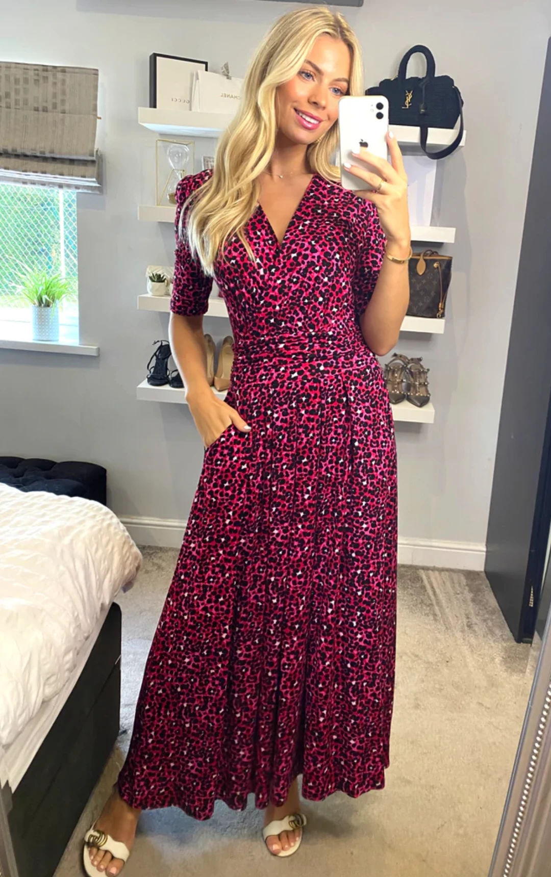 Jolie Moi Macara Animal Print Wrap Maxi Dress, Pink Animal 7 Jolie Moi Macara Animal Print Wrap Maxi Dress, Pink Animal - Image 7