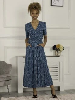 Jolie Moi Macara Spot Print Wrap Maxi Dress, Blue Geo 10 Jolie Moi Macara Spot Print Wrap Maxi Dress, Blue Geo -DORIA Clothing Shop VS621133 BlueGeo 2