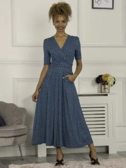 Jolie Moi Macara Spot Print Wrap Maxi Dress, Blue Geo 9 Jolie Moi Macara Spot Print Wrap Maxi Dress, Blue Geo -DORIA Clothing Shop VS621133 BlueGeo 3