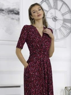 Jolie Moi Macara Animal Print Wrap Maxi Dress, Pink Animal 10 Jolie Moi Macara Animal Print Wrap Maxi Dress, Pink Animal -DORIA Clothing Shop VS621133 PinkAnimal 6