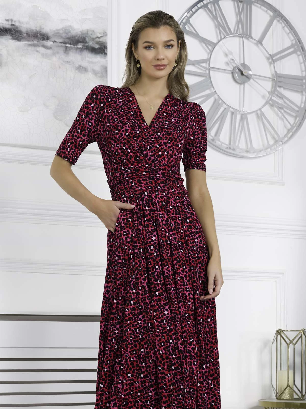 Jolie Moi Macara Animal Print Wrap Maxi Dress, Pink Animal 6 Jolie Moi Macara Animal Print Wrap Maxi Dress, Pink Animal - Image 6