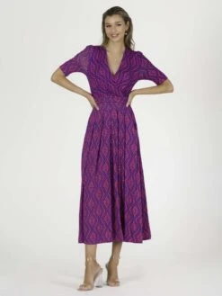 Jolie Moi Macara Animal Print Wrap Maxi Dress, Pink Geo