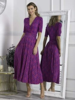 Jolie Moi Macara Animal Print Wrap Maxi Dress, Pink Geo -DORIA Clothing Shop VS621133 PinkGeo 3