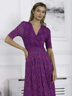 Jolie Moi Macara Animal Print Wrap Maxi Dress, Pink Geo -DORIA Clothing Shop VS621133 PinkGeo 4