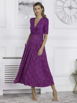 Jolie Moi Macara Animal Print Wrap Maxi Dress, Pink Geo -DORIA Clothing Shop VS621133 PinkGeo 6