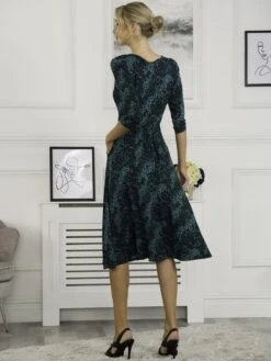 Lilian Viscose Fit & Flare Dress, Green Animal -DORIA Clothing Shop VSCO 322 GreenAnimal 3