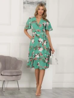 Wylla Wrap Woven Midi Dress, Green Floral 15 Wylla Wrap Woven Midi Dress, Green Floral -DORIA Clothing Shop W 397 19 GreenFloral 3 e3afd988 0bc8 4ca9 9a2d a1dcfc90af51