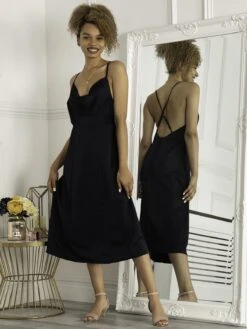 Jolie Moi Reene Cowl Neck Midi Dress, Blue -DORIA Clothing Shop W 5221 Blue 1