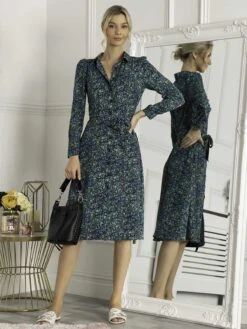 Jolie Moi Qiya Shirt Midi Dress, Blue Animal 10 Jolie Moi Qiya Shirt Midi Dress, Blue Animal -DORIA Clothing Shop W091 112 BlueAnimal 1