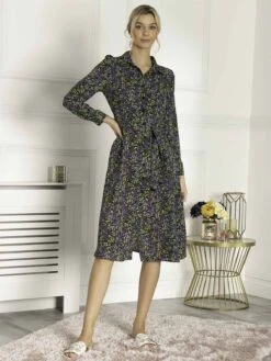 Jolie Moi Qiya Shirt Midi Dress, Purple Animal -DORIA Clothing Shop W091 112 PurpleAnimal 3