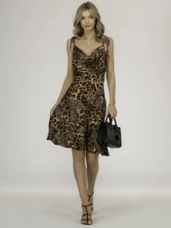 Wilma Satin Cowl Neck Cami Dress, Animal Multi 13 Wilma Satin Cowl Neck Cami Dress, Animal Multi -DORIA Clothing Shop W521 102 AnimalMulti 1