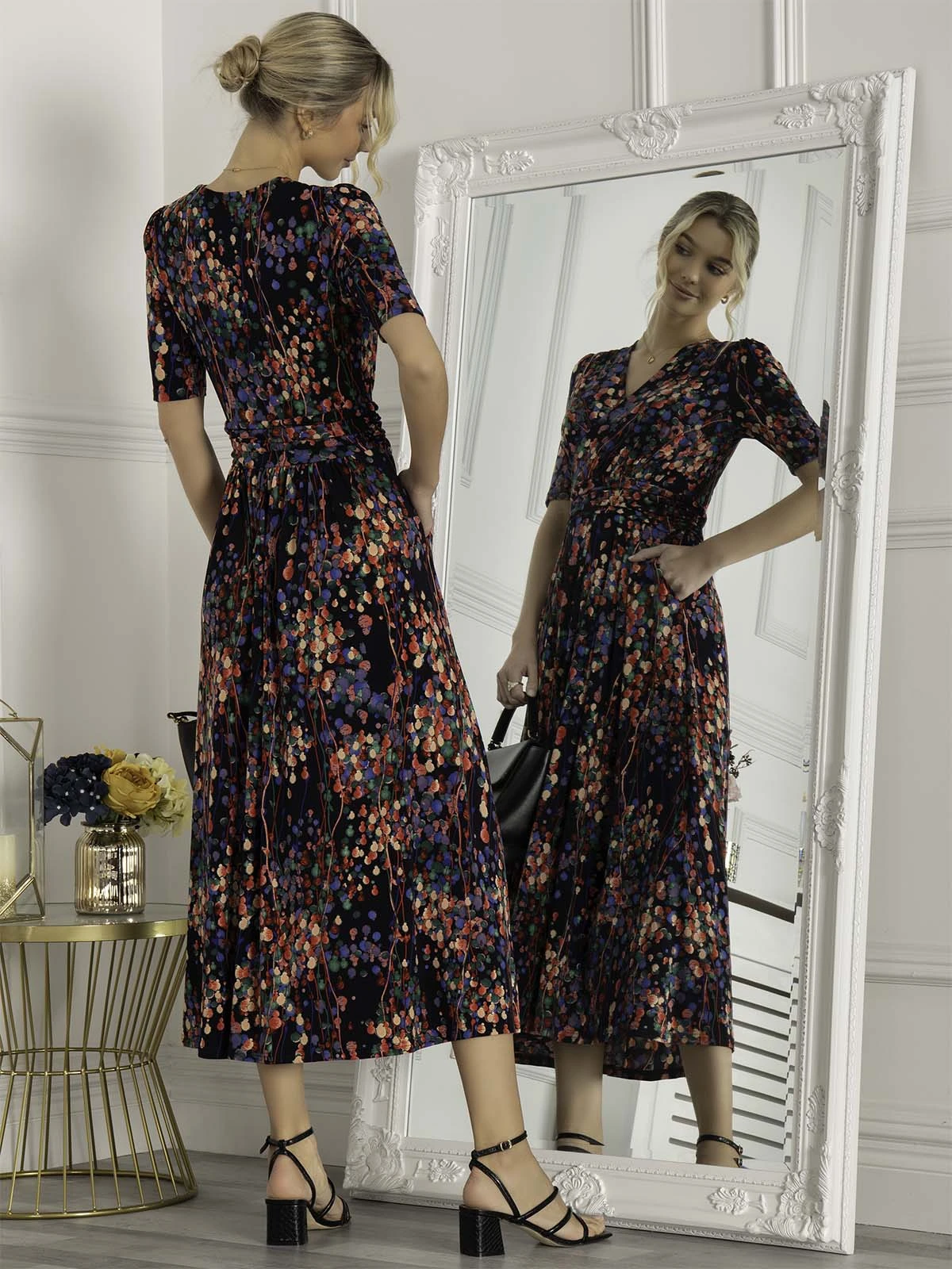 Jolie Moi Asuka Jersey Maxi Dress, Navy Multi 3 Jolie Moi Asuka Jersey Maxi Dress, Navy Multi - Image 3