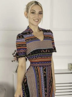 Print Bow Detail Tea Dress, Navy Multi -DORIA Clothing Shop WH 6521 NavyMulti 5 44dbb4d5 7662 4cd4 93ea 1161a1e9eeca