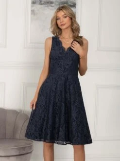 Scalloped Lace Swing Dress, Dark Grey -DORIA Clothing Shop WH 8004 DarkGrey 5