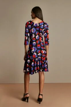 Roll Collar Ruched Jersey Shift Dress, Black Floral -DORIA Clothing Shop WL920015001 B 1 08e5b9be f046 43c6 a74a f8b72b95f5cc