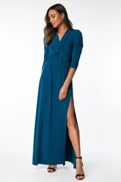 Twist Knot Front Maxi Dress, Dark Teal -DORIA Clothing Shop WL920033106 F 1 0799e7c2 11ef 4d42 95f0 b95027ad6bea