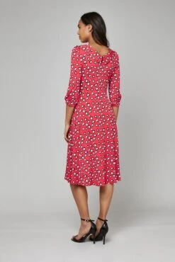 Roll Collar Jersey Tea Dress, Red Polka 8 Roll Collar Jersey Tea Dress, Red Polka -DORIA Clothing Shop WL921034015 B 1