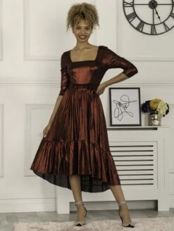 Jolie Moi Orly Sparkly Midi Dress, Burgundy -DORIA Clothing Shop XA770 1A Burgundy 4