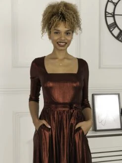 Jolie Moi Orly Sparkly Midi Dress, Burgundy -DORIA Clothing Shop XA770 1A Burgundy 6