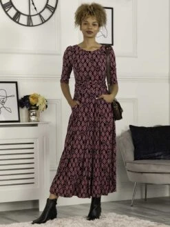 Pauline Sleeved Maxi Dress, Geo Multi -DORIA Clothing Shop Y 162 7 GeoMulti 1