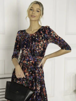 Pauline Sleeved Maxi Dress, Navy Multi -DORIA Clothing Shop Y 162 7 NavyMulti 5