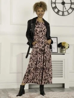 Pauline Sleeved Maxi Dress, Pink Abstract 9 Pauline Sleeved Maxi Dress, Pink Abstract -DORIA Clothing Shop Y 162 7 PinkAbstract 6