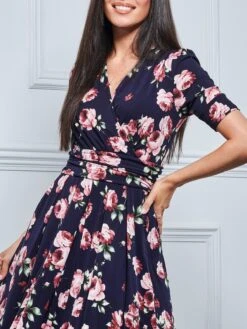 Kiera Wrap Front Maxi Dress, Navy Floral -DORIA Clothing Shop Y621 137 NavyFloral 3