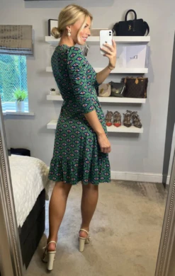 Retro Geometric Flare Hem Dress, Green Geo -DORIA Clothing Shop Y81613GreenGeo 2 05cf5fe8 e143 4979 82b9 6007a21e49e6