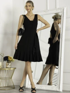 Jolie Moi Sonya Flounce Shift Dress, Black -DORIA Clothing Shop YT 1721 Black 1