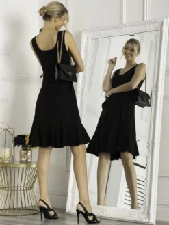 Jolie Moi Sonya Flounce Shift Dress, Black -DORIA Clothing Shop YT 1721 Black 2