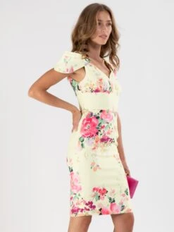 Floral Print Cold Shoulder Dress, Yellow Floral -DORIA Clothing Shop my 657 1.2 de4b337f 0fb2 453d 92d1 77460cf9b02f