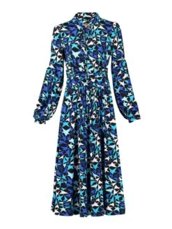 Print Long Sleeve Midi Dress, Navy Star 8 Print Long Sleeve Midi Dress, Navy Star -DORIA Clothing Shop print long sleeve midi dress H 5821 navy star 04 28719