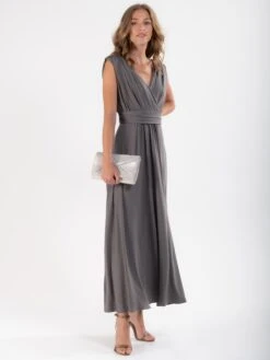 Plunge Neck Draped Jersey Maxi Dress, Dark Grey -DORIA Clothing Shop wh 817 1grey1 5851aa4c d2bb 4811 a388 2abd982a5c91